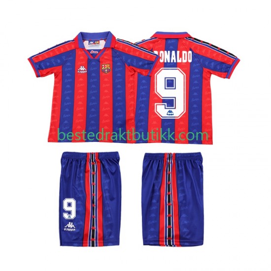 Fotballdrakter FC Barcelona Ronaldo 1996 1997 Retro Hjemmedraktsett Kortermet til Barn