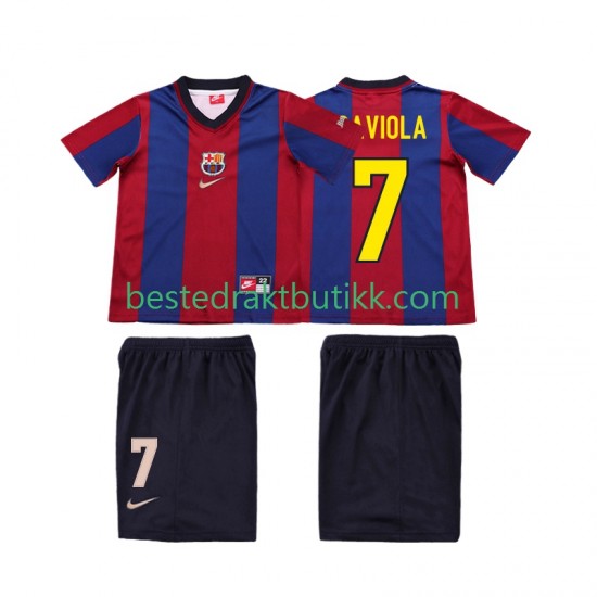 Fotballdrakter FC Barcelona SAVIOLA 7 1998 Retro Hjemmedraktsett 1999 Kortermet til Barn