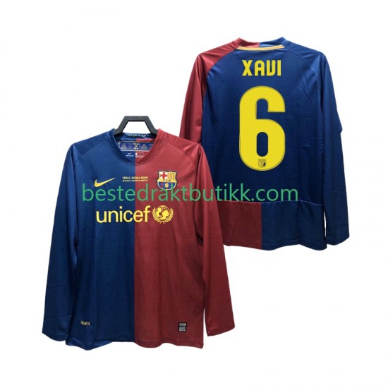 Fotballdrakter FC Barcelona XAVI 6 Champions League 2009 Retro Hjemmedraktsett 2008 Langermet til Herre