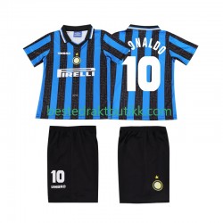 Fotballdrakter Inter Milan Ronaldo 10 1997 1998 Retro Hjemmedraktsett Kortermet til Barn