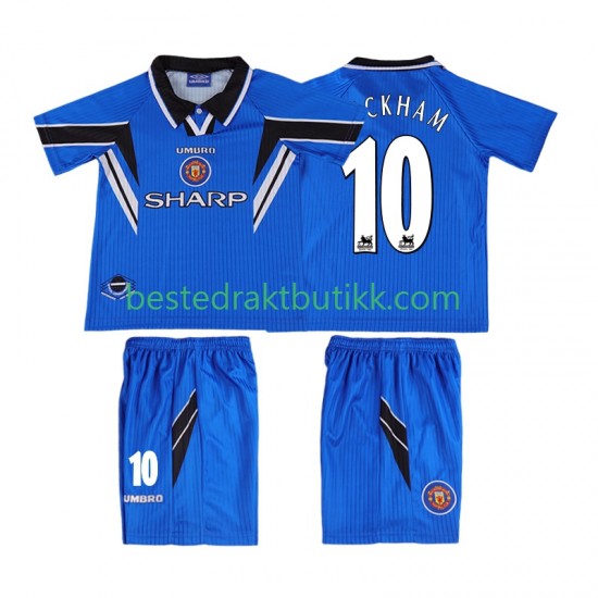 Fotballdrakter Manchester United BECKHAM 10 1996 1998 Retro Tredjedraktsett Kortermet til Barn