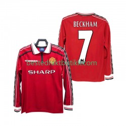 Fotballdrakter Manchester United BECKHAM 7 1998 Retro Hjemmedraktsett 1999 Langermet til Herre