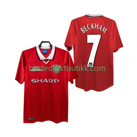 Fotballdrakter Manchester United BECKHAM 7 2000 Retro Hjemmedraktsett 1999 Kortermet til Herre
