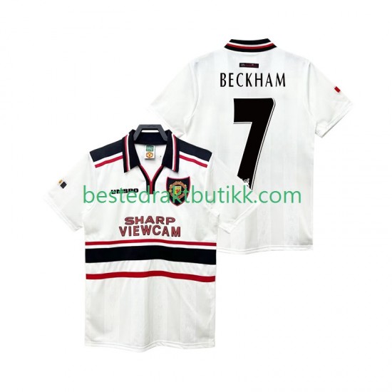 Fotballdrakter Manchester United Beckham 7 1998 Retro Bortedraktsett 1999 Kortermet til Herre