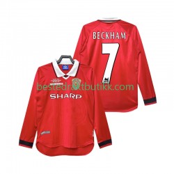 Fotballdrakter Manchester United Beckham 7 2000 Retro Hjemmedraktsett 1999 Langermet til Herre