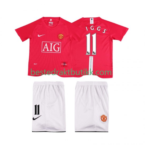 Fotballdrakter Manchester United GIGGS 11 Premier League 2007 Retro Hjemmedraktsett 2008 Kortermet til Barn