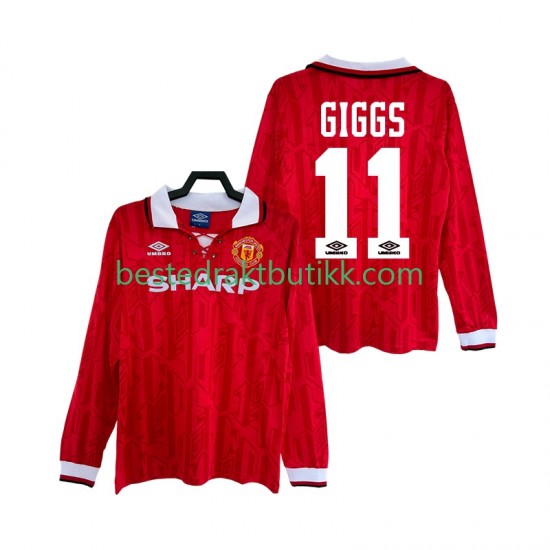Fotballdrakter Manchester United GIGGS 11 1992 Retro Hjemmedraktsett 1994 Langermet til Herre