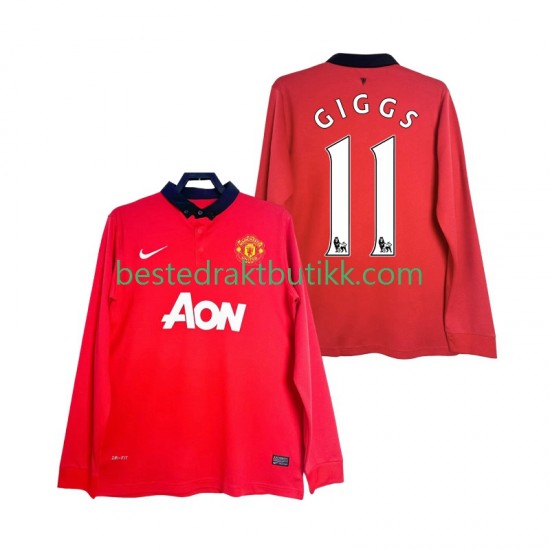 Fotballdrakter Manchester United GIGGS 11 2013 2014 Retro Hjemmedraktsett Langermet til Herre