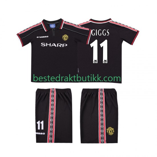 Fotballdrakter Manchester United GIGGS 11 1998 Retro Bortedraktsett 1999 Kortermet til Barn