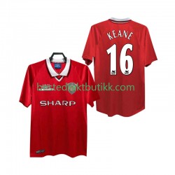Fotballdrakter Manchester United Keane 16 2000 Retro Hjemmedraktsett 1999 Kortermet til Herre