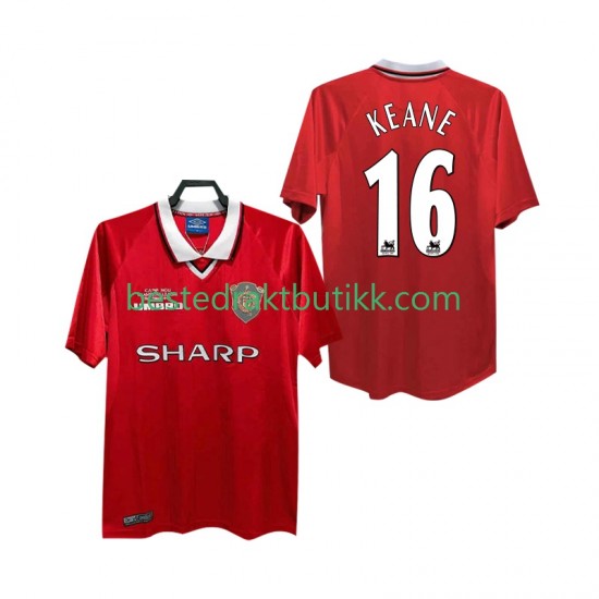 Fotballdrakter Manchester United Keane 16 2000 Retro Hjemmedraktsett 1999 Kortermet til Herre