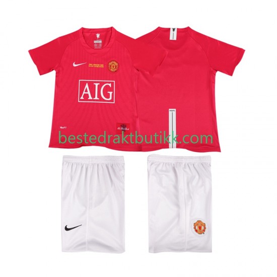 Fotballdrakter Manchester United Champions League 2007 Retro Hjemmedraktsett 2008 Kortermet til Barn