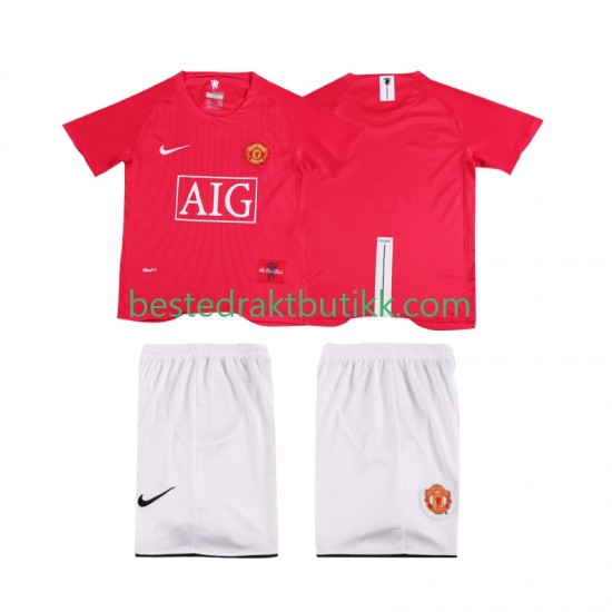 Fotballdrakter Manchester United Premier League 2007 Retro Hjemmedraktsett 2008 Kortermet til Barn
