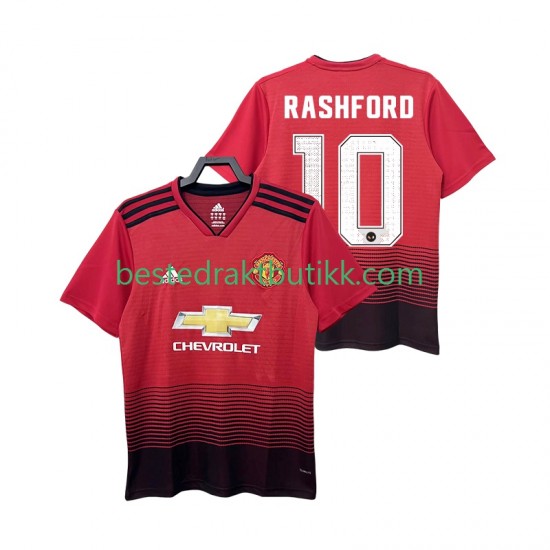 Fotballdrakter Manchester United RASHFORD 10 2018 2019 Retro Hjemmedraktsett Kortermet til Herre