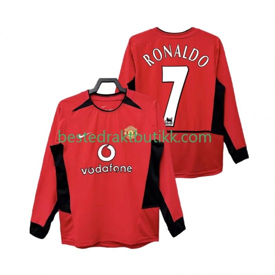 Fotballdrakter Manchester United RONALDO 7 2002 Retro Hjemmedraktsett 2004 Langermet til Herre