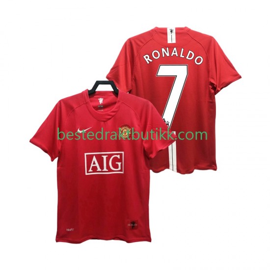 Fotballdrakter Manchester United RONALDO 7 Premier League 2007 Retro Hjemmedraktsett 2008 Kortermet til Herre