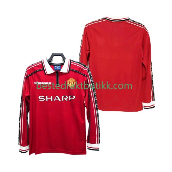 Fotballdrakter Manchester United 1998 Retro Hjemmedraktsett 1999 Langermet til Herre