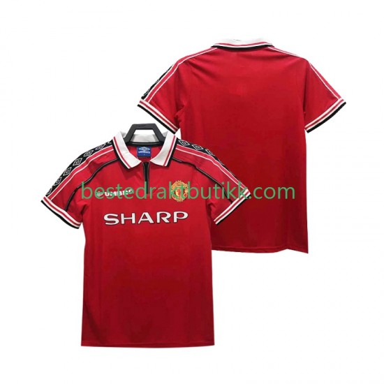 Fotballdrakter Manchester United 1998 Retro Hjemmedraktsett 1999 Kortermet til Herre
