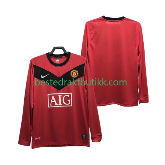 Fotballdrakter Manchester United 2009 Retro Hjemmedraktsett 2010 Langermet til Herre