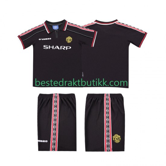 Fotballdrakter Manchester United 1998 Retro Bortedraktsett 1999 Kortermet til Barn