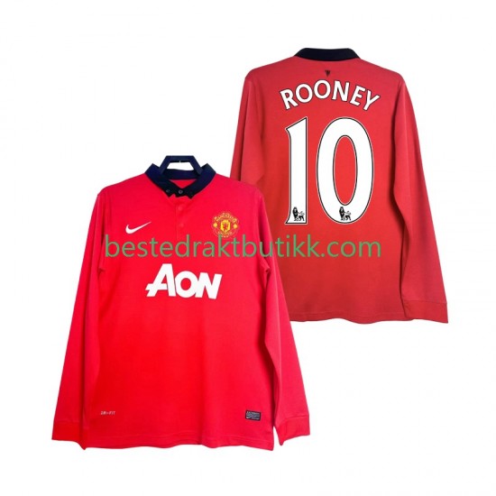 Fotballdrakter Manchester United Rooney 10 2013 2014 Retro Hjemmedraktsett Langermet til Herre
