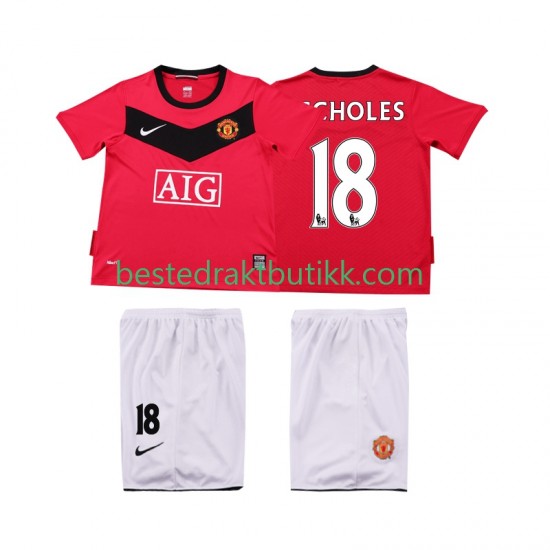 Fotballdrakter Manchester United SCHOLES 18 2009 Retro Hjemmedraktsett 2010 Kortermet til Barn