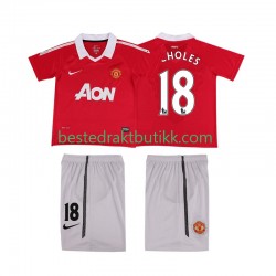 Fotballdrakter Manchester United SCHOLES 18 Retro Hjemmedraktsett 2011 2010 Kortermet til Barn