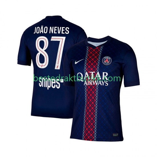 Fotballdrakter Paris Saint-Germain Joao Neves 87 Hjemmedraktsett 2025-2026 Kortermet til Herre