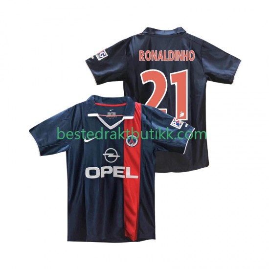 Fotballdrakter Paris Saint-Germain RONALDINHO 21 2001 2002 Retro Hjemmedraktsett Kortermet til Herre