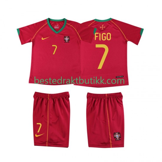 Fotballdrakter Portugal FIGO 7 Retro Hjemmedraktsett 2006 Kortermet til Barn