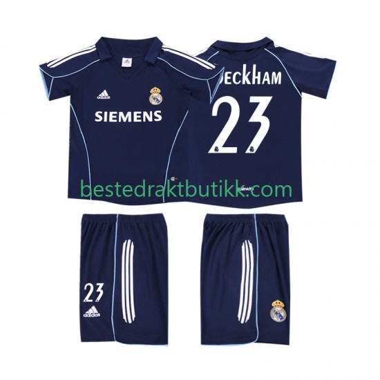 Fotballdrakter Real Madrid BECKHAM 23 2005 Retro Bortedraktsett 2006 Kortermet til Barn