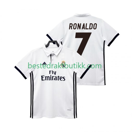Fotballdrakter Real Madrid CRISTIANO RONALDO 7 2017 2018 Retro Hjemmedraktsett Kortermet til Herre