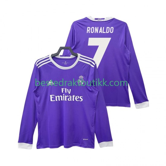 Fotballdrakter Real Madrid Cristiano Ronaldo 7 2016 2017 Retro Bortedraktsett Langermet til Herre