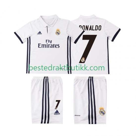 Fotballdrakter Real Madrid Cristiano Ronaldo 7 2016 2017 Retro Hjemmedraktsett Kortermet til Barn