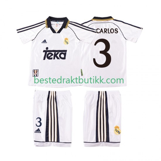 Fotballdrakter Real Madrid R CARLOS 3 1998 2000 Retro Hjemmedraktsett Kortermet til Barn