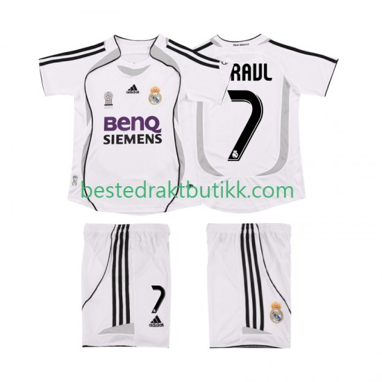 Fotballdrakter Real Madrid RAUL 7 2007 Retro Hjemmedraktsett 2006 Kortermet til Barn