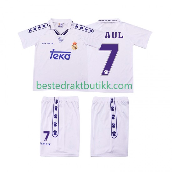 Fotballdrakter Real Madrid RAUL 7 1996 Retro Hjemmedraktsett 1994 Kortermet til Barn