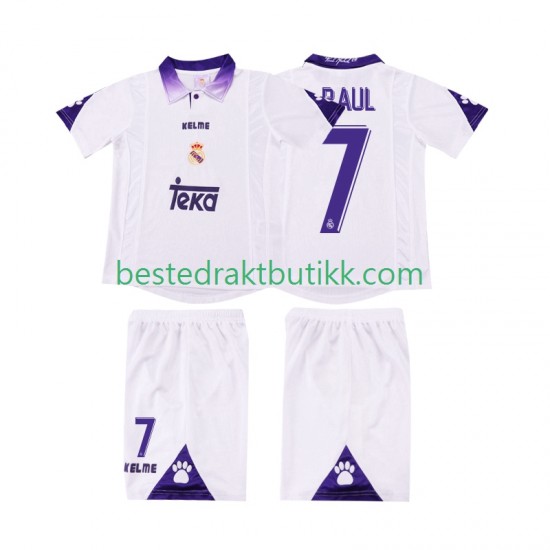 Fotballdrakter Real Madrid RAUL 7 1997 1998 Retro Hjemmedraktsett Kortermet til Barn