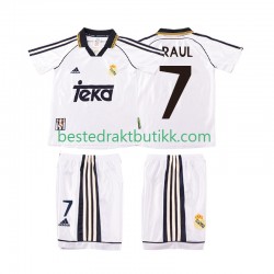 Fotballdrakter Real Madrid RAUL 7 1998 2000 Retro Hjemmedraktsett Kortermet til Barn