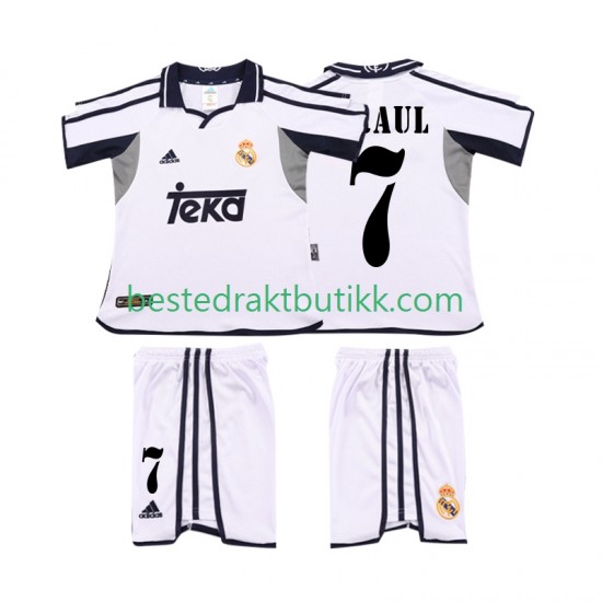 Fotballdrakter Real Madrid RAUL 7 2001 2002 Retro Hjemmedraktsett Kortermet til Barn