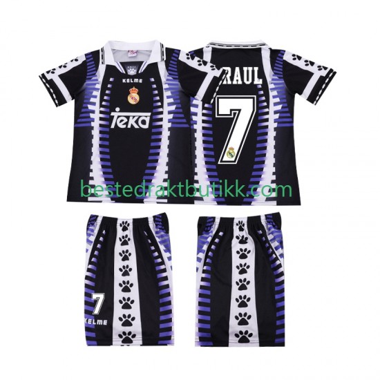 Fotballdrakter Real Madrid RAUL 7 1997 1998 Retro Tredjedraktsett Kortermet til Barn