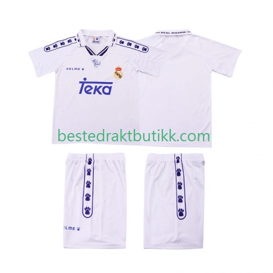 Fotballdrakter Real Madrid 1996 Retro Hjemmedraktsett 1994 Kortermet til Barn