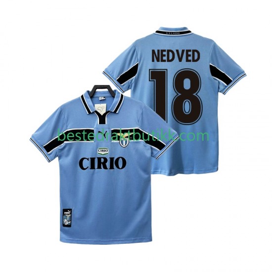 Fotballdrakter SS Lazio NEDVED 18 1998 Retro Hjemmedraktsett 1999 Kortermet til Herre