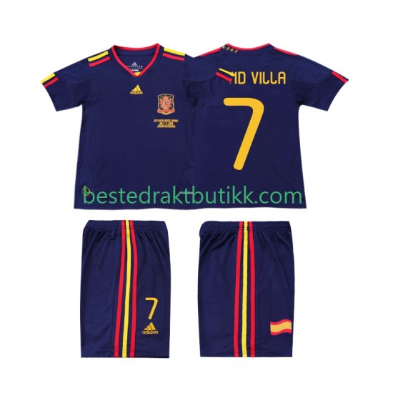 Fotballdrakter Spania DAVID VILLA 7 Retro Bortedraktsett 2010 Kortermet til Barn