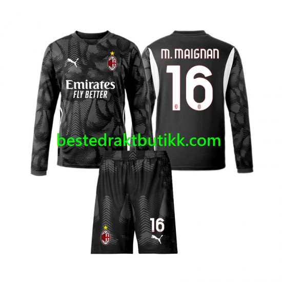 Fotballdrakter AC Milan Mike Maignan 16 Keeper Hjemmedraktsett 2024-2025 Langermet til Barn
