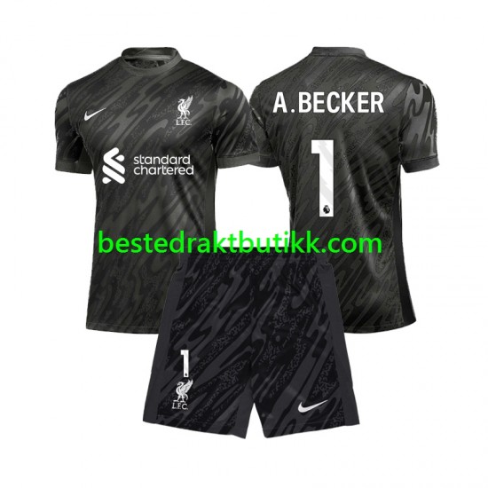 Fotballdrakter Liverpool Alisson Becker 1 Keeper Hjemmedraktsett 2024-2025 Kortermet til Barn