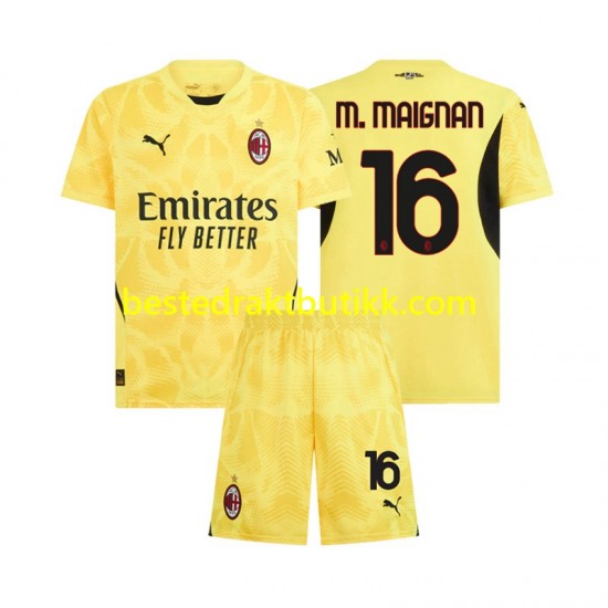 Fotballdrakter AC Milan Mike Maignan 16 Keeper Bortedraktsett 2024-2025 Kortermet til Barn