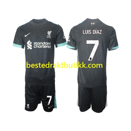 Fotballdrakter Liverpool Luis Diaz 7 Bortedraktsett 2024-2025 Kortermet til Barn