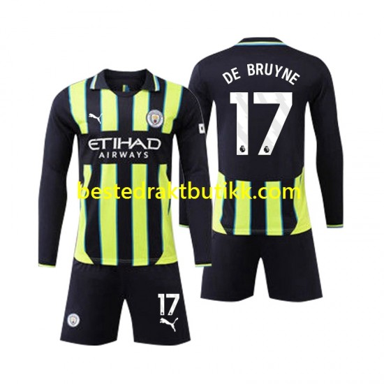 Fotballdrakter Manchester City Kevin De Bruyne 17 Bortedraktsett 2024-2025 Langermet til Barn
