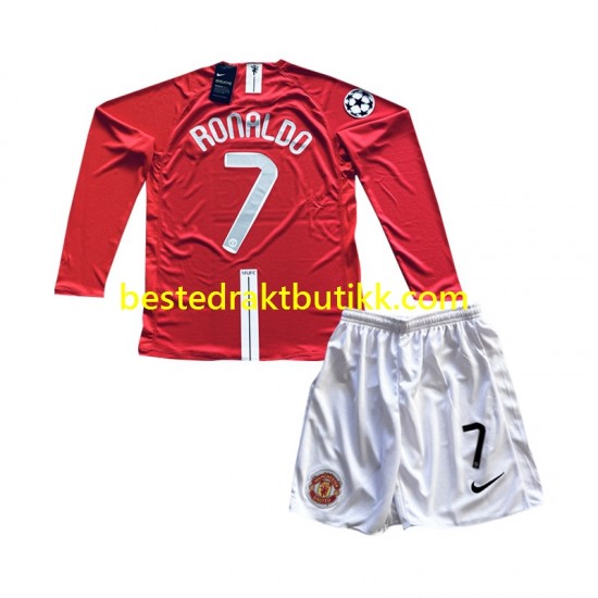 Fotballdrakter Manchester United Cristiano Ronaldo 7 Champion League 2007 Retro Hjemmedraktsett Langermet til Barn